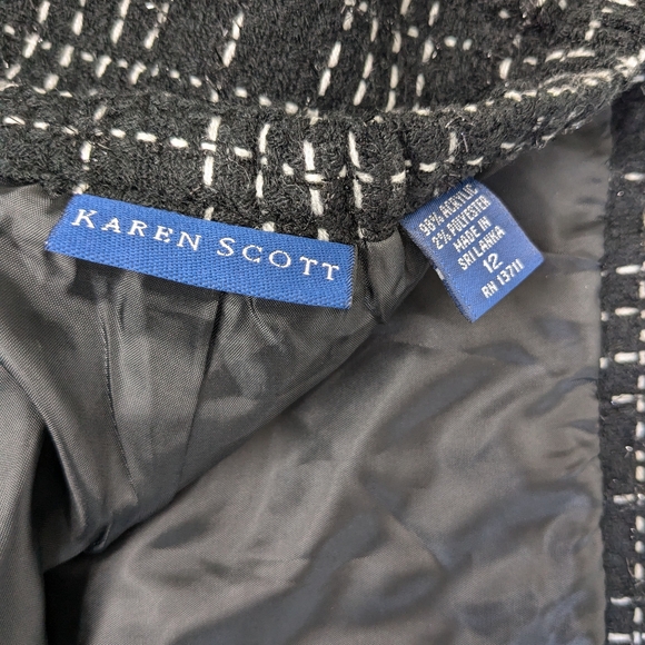 Karen Scott Tweed Skirt Black/White Women Sz 12 Lined Mini Acrylic Metallic Z-1 - Picture 5 of 12